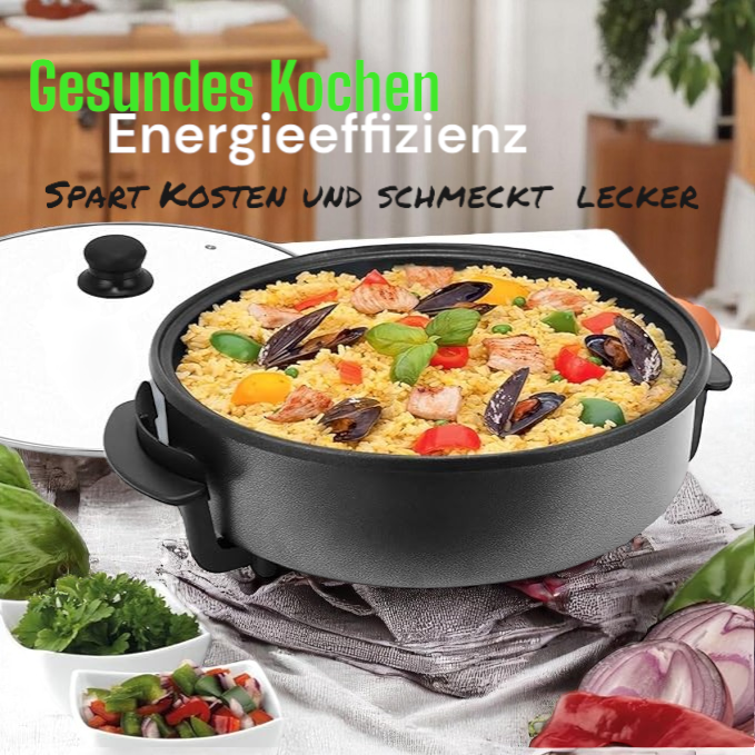 Elektrischer Pfanne / Pizzapfanne mit Glasdeckel (Multipfanne der Alleskönner) (wählbar in 32/5cm oder 36/7cm oder 42/9cm oder 42/13cm)