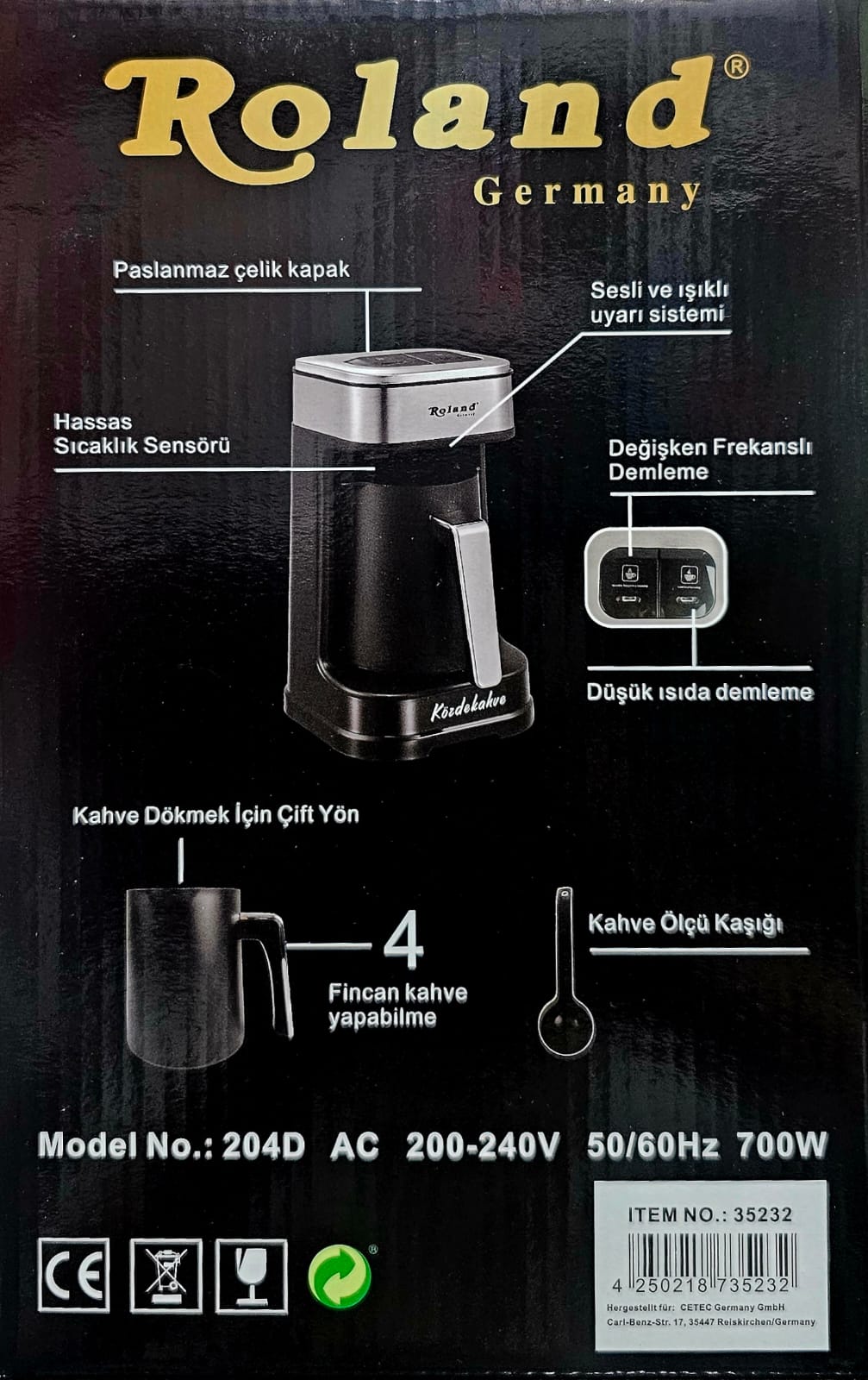 Roland 4in1 Set (Roland 4in1 Mulitgrill Set mit Teekocher/Kasserolle für Multigrill/Közde Kahve Mokkakocher) - Dreamduft