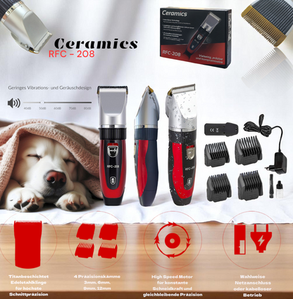 Ceramics RFC-208 elektrische Haarschneidemaschine mit Turbo-Sense-Technology und 4 Aufsätzen für 25 Schnittlängen drahtlos, (Kostenloser Versand)
