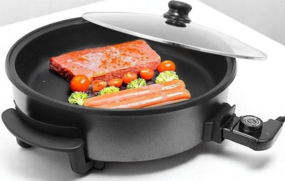 Elektrischer Pfanne / Pizzapfanne mit Glasdeckel (Multipfanne der Alleskönner) (wählbar in 32/5cm oder 36/7cm oder 42/9cm oder 42/13cm)