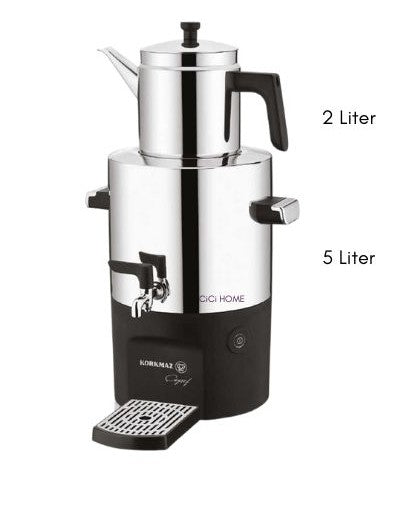 Korkmaz Samowar CAYSEF A841 Silber MATT 2 Liter + 5 Liter