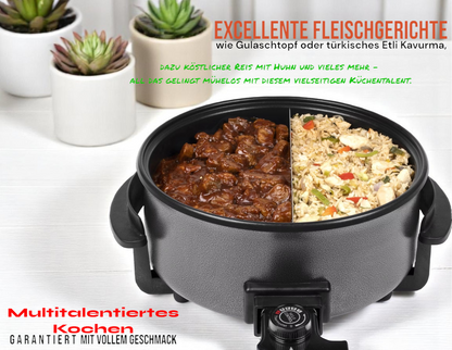 Elektrischer Pfanne / Pizzapfanne mit Glasdeckel (Multipfanne der Alleskönner) (wählbar in 32/5cm oder 36/7cm oder 42/9cm oder 42/13cm)